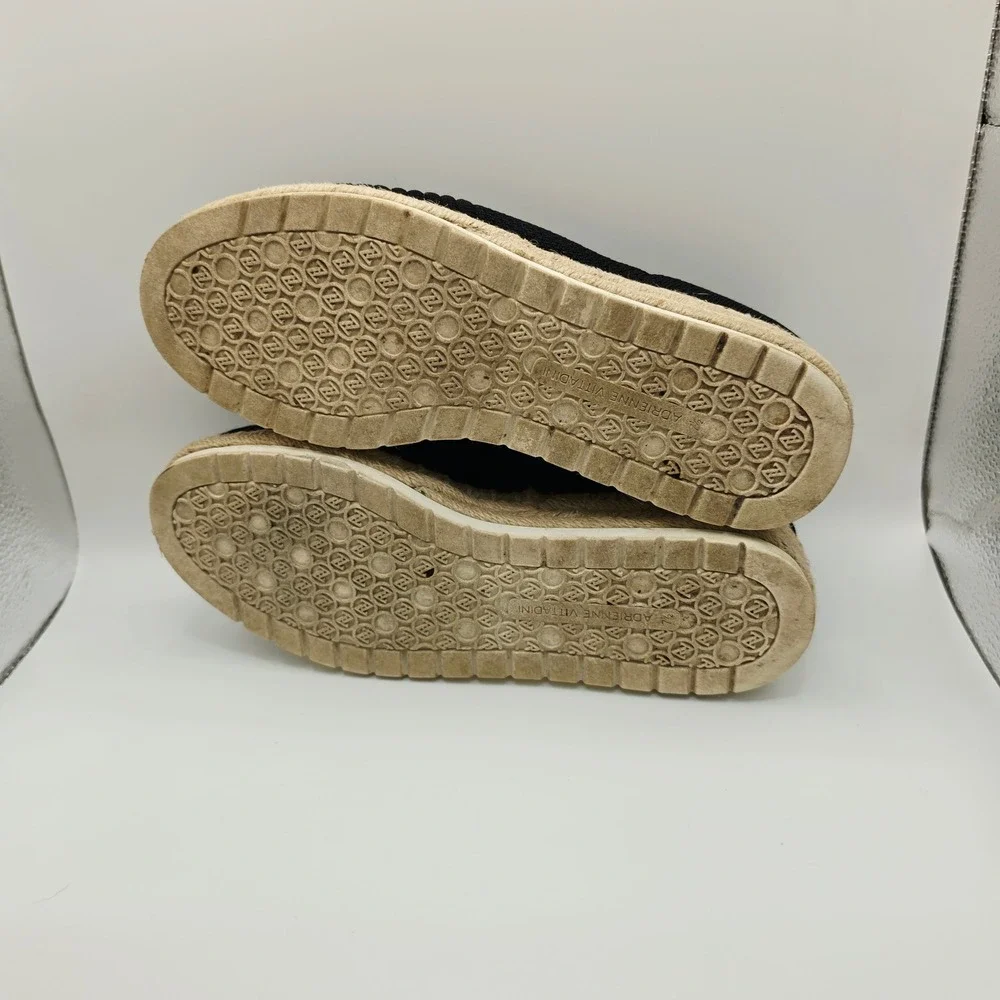Adrienne Vittadini Niko Espadrille Sneakers Womens 7.5 Black Knit Platform